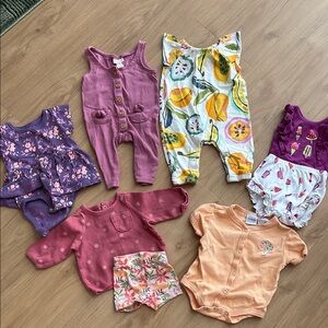 Baby Girl Clothing Set - Floral and Fruit Prints